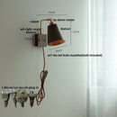 Vintage brass & dark wood wall light sconce bedroom pull chain lamp by Decorbites