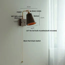 Vintage brass & dark wood wall light sconce bedroom pull chain lamp by Decorbites