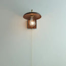 Vintage brass & dark wood wall light sconce bedroom pull chain lamp by Decorbites