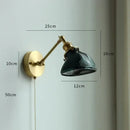 GobekUsa Glass LED Bathroom Mirror Light Pull Chain Copper Wall Sconce