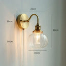 GobekUsa Glass LED Bathroom Mirror Light Pull Chain Copper Wall Sconce