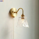 GobekUsa Glass LED Bathroom Mirror Light Pull Chain Copper Wall Sconce
