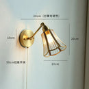 GobekUsa Glass LED Bathroom Mirror Light Pull Chain Copper Wall Sconce