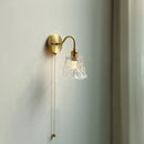 GobekUsa Glass LED Bathroom Mirror Light Pull Chain Copper Wall Sconce