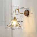 GobekUsa LED Wall Lights Up Down Rotate Pull Chain Switch Bedside Lamp Glass Canopy Fixtures