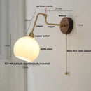 GobekUsa LED Wall Lights Up Down Rotate Pull Chain Switch Bedside Lamp Glass Canopy Fixtures
