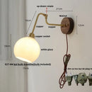 GobekUsa LED Wall Lights Up Down Rotate Pull Chain Switch Bedside Lamp Glass Canopy Fixtures