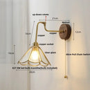 GobekUsa LED Wall Lights Up Down Rotate Pull Chain Switch Bedside Lamp Glass Canopy Fixtures