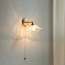 GobekUsa Glass Bedside Sconce: Modern Nordic LED Wall Light with Pull Chain Switch