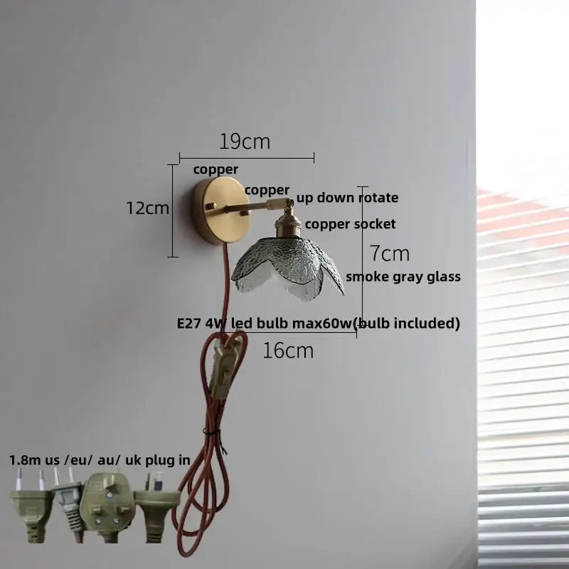GobekUsa Glass Bedside Sconce: Modern Nordic LED Wall Light with Pull Chain Switch, photo 9 of 22