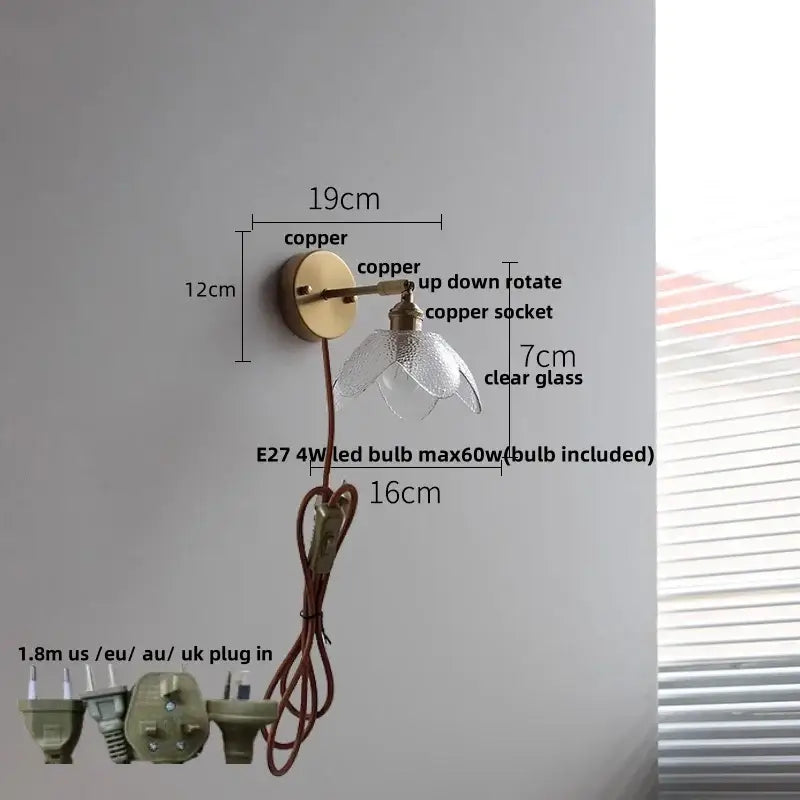 GobekUsa Glass Bedside Sconce: Modern Nordic LED Wall Light with Pull Chain Switch, photo 10 of 22