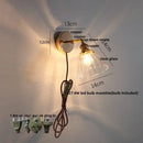 GobekUsa Glass Bedside Sconce: Modern Nordic LED Wall Light with Pull Chain Switch