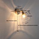 GobekUsa Glass Bedside Sconce: Modern Nordic LED Wall Light with Pull Chain Switch