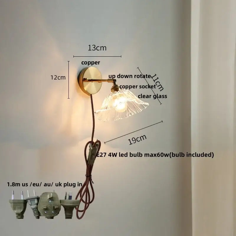 GobekUsa Glass Bedside Sconce: Modern Nordic LED Wall Light with Pull Chain Switch, photo 14 of 22