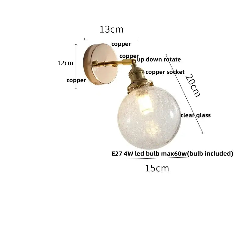 GobekUsa Glass Bedside Sconce: Modern Nordic LED Wall Light with Pull Chain Switch, photo 17 of 22