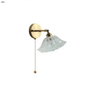 GobekUsa Glass Bedside Sconce: Modern Nordic LED Wall Light with Pull Chain Switch