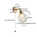 GobekUsa Glass Bedside Sconce: Modern Nordic LED Wall Light with Pull Chain Switch