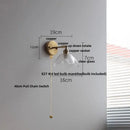 GobekUsa Glass Bedside Sconce: Modern Nordic LED Wall Light with Pull Chain Switch