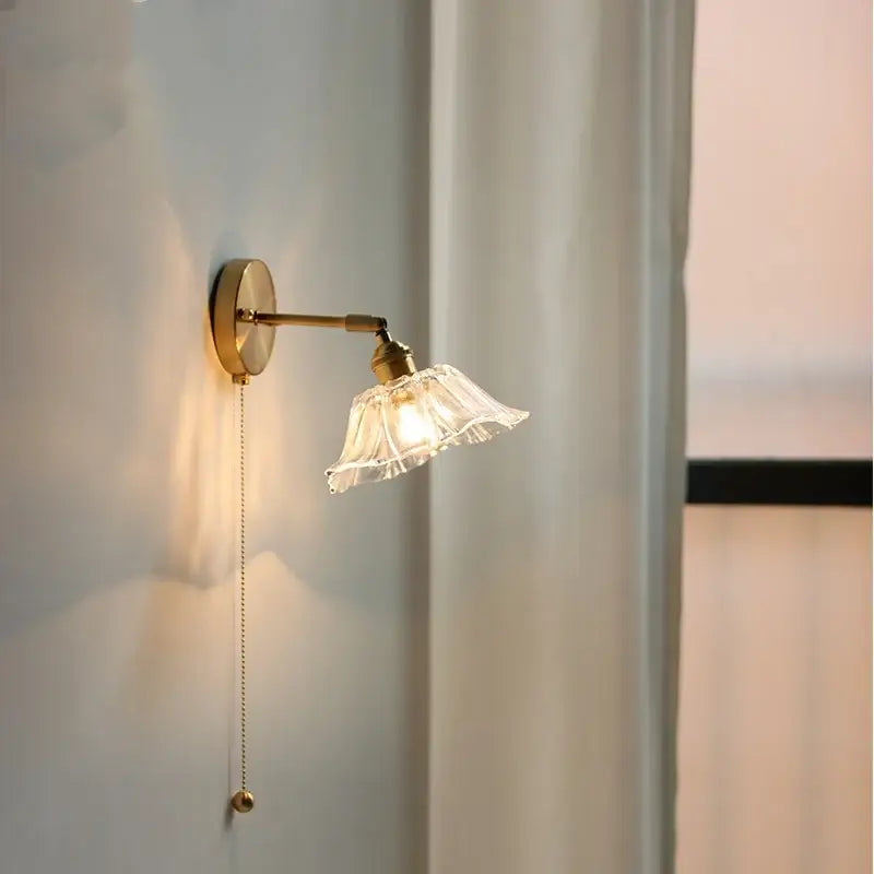 GobekUsa Glass Bedside Sconce: Modern Nordic LED Wall Light with Pull Chain Switch, photo 3 of 22