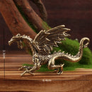 Vintage brass flying dragon sculpture living room ornament by Decorbites