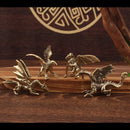 Vintage brass flying dragon sculpture living room ornament by Decorbites