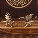 Vintage brass flying dragon sculpture living room ornament by Decorbites