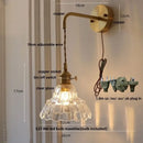 GobekUsa LED Wall Lights Modern Nordic Pull Chain Glass Bedroom Lamp