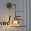 GobekUsa LED Wall Lights Modern Nordic Pull Chain Glass Bedroom Lamp