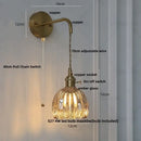 GobekUsa LED Wall Lights Modern Nordic Pull Chain Glass Bedroom Lamp