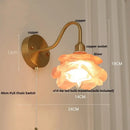 GobekUsa Brass LED Wall Sconce Clear Glass Pull Chain Switch Modern Vanity Light