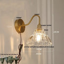 GobekUsa Brass LED Wall Sconce Clear Glass Pull Chain Switch Modern Vanity Light