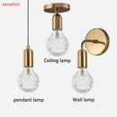 Vintage brass pendant lamp with faceted glass for dining room by Decorbites