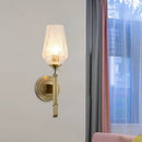 GobekUsa Modern Cup Shaped Sconce with Clear Ribbed Glass - Elegant 1-Head Bedside Wall Light Fixture