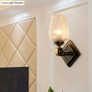 GobekUsa Contemporary Wall Mounted Light with Clear Textured Glass - Brass Finish