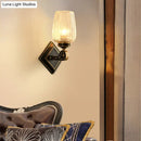 GobekUsa Contemporary Wall Mounted Light with Clear Textured Glass - Brass Finish
