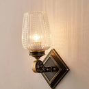 GobekUsa Contemporary Wall Mounted Light with Clear Textured Glass - Brass Finish