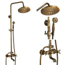 GobekUsa Brass Shower Faucet Mixer Set with 8" Rainfall Head, Storage Shelf, and Hooks
