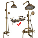 GobekUsa Brass Shower Faucet Mixer Set with 8" Rainfall Head, Storage Shelf, and Hooks