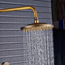 GobekUsa Brass Shower Faucet Mixer Set with 8" Rainfall Head, Storage Shelf, and Hooks
