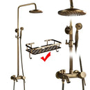GobekUsa Brass Shower Faucet Mixer Set with 8" Rainfall Head, Storage Shelf, and Hooks
