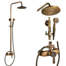 GobekUsa Brass Shower Faucet Mixer Set with 8" Rainfall Head, Storage Shelf, and Hooks