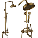 GobekUsa Brass Shower Faucet Mixer Set with 8" Rainfall Head, Storage Shelf, and Hooks