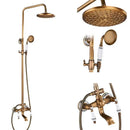 GobekUsa Brass Shower Faucet Mixer Set with 8" Rainfall Head, Storage Shelf, and Hooks