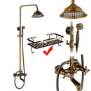 GobekUsa Brass Shower Faucet Mixer Set with 8" Rainfall Head, Storage Shelf, and Hooks