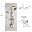 GobekUsa Brass Shower Faucet Mixer Set with 8" Rainfall Head, Storage Shelf, and Hooks