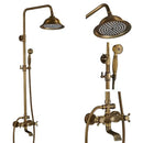 GobekUsa Brass Shower Faucet Mixer Set with 8" Rainfall Head, Storage Shelf, and Hooks