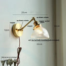 GobekUsa Brass Swing Arm LED Wall Light Fixture with Rotatable Arms & Pull Chain Switch