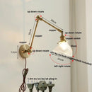 GobekUsa Brass Swing Arm LED Wall Light Fixture with Rotatable Arms & Pull Chain Switch