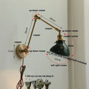 GobekUsa Brass Swing Arm LED Wall Light Fixture with Rotatable Arms & Pull Chain Switch