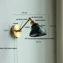 GobekUsa Brass Swing Arm LED Wall Light Fixture with Rotatable Arms & Pull Chain Switch